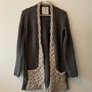 Grey Cardigan with braided detail